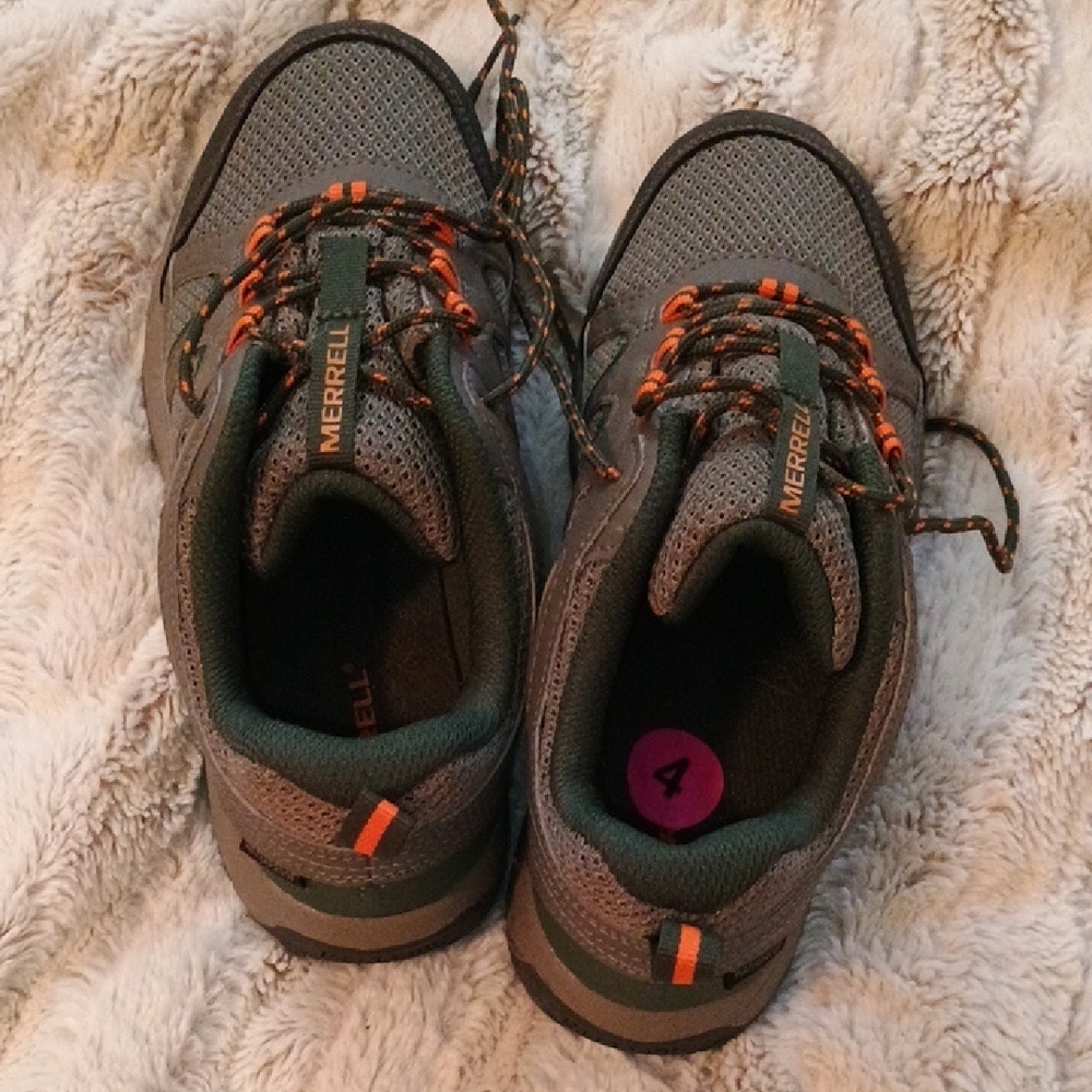 Merrell Gray and Orange Sneakers with Rugged Design